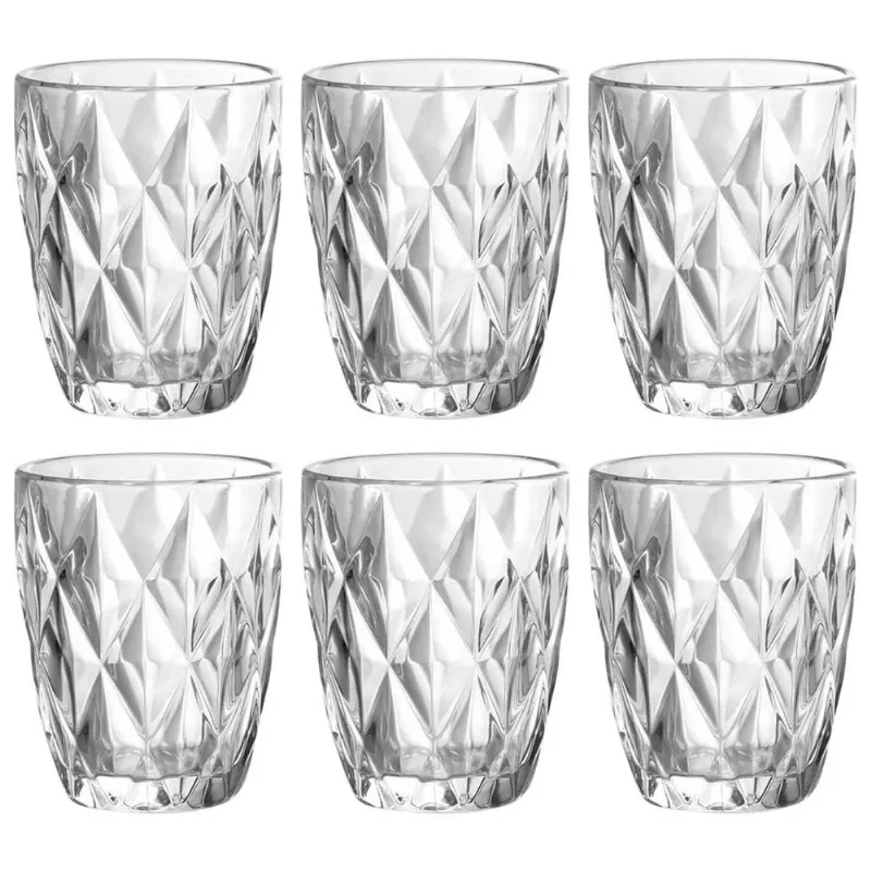 Jogo de Copos Diamond 6 Peças 280ml em Vidro Kehome