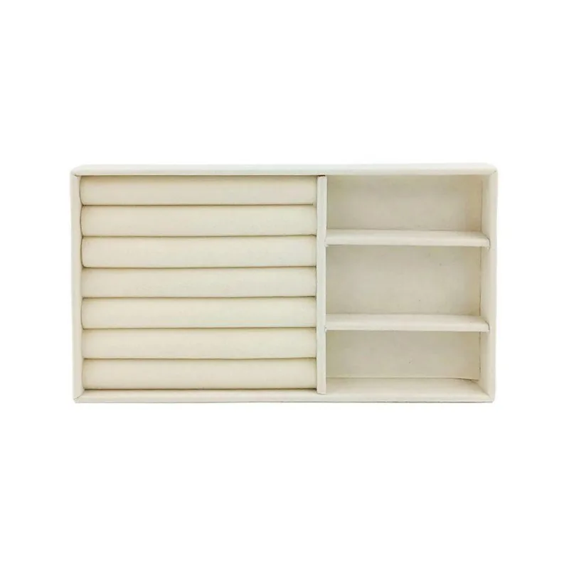 Caixa Organizadora Para Jóias Em Veludo 4 Compartimentos Para Gavetas Cinza E Off-white Ke Home