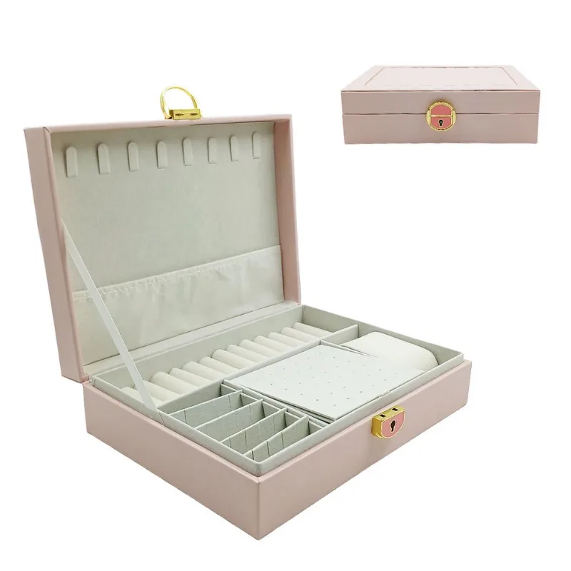 Porta Joia C/ Chave 23x17cm em Plastico/Courino Kehome-Rosa