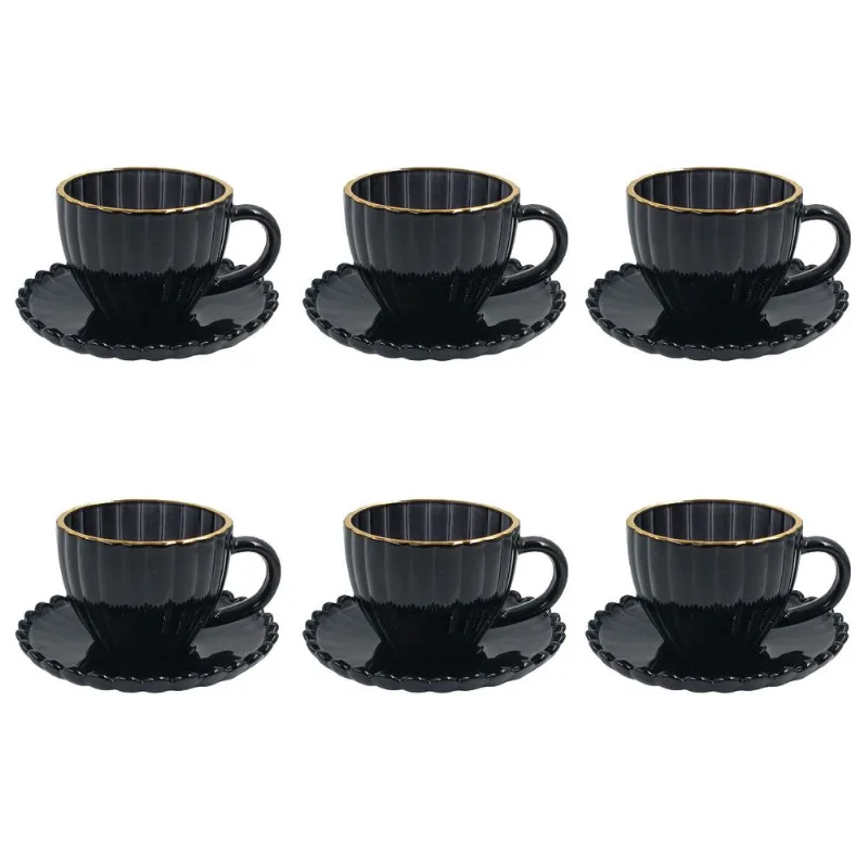 Jogo De Xícaras Aura 100ml 12 Peças em Vidro Kehome