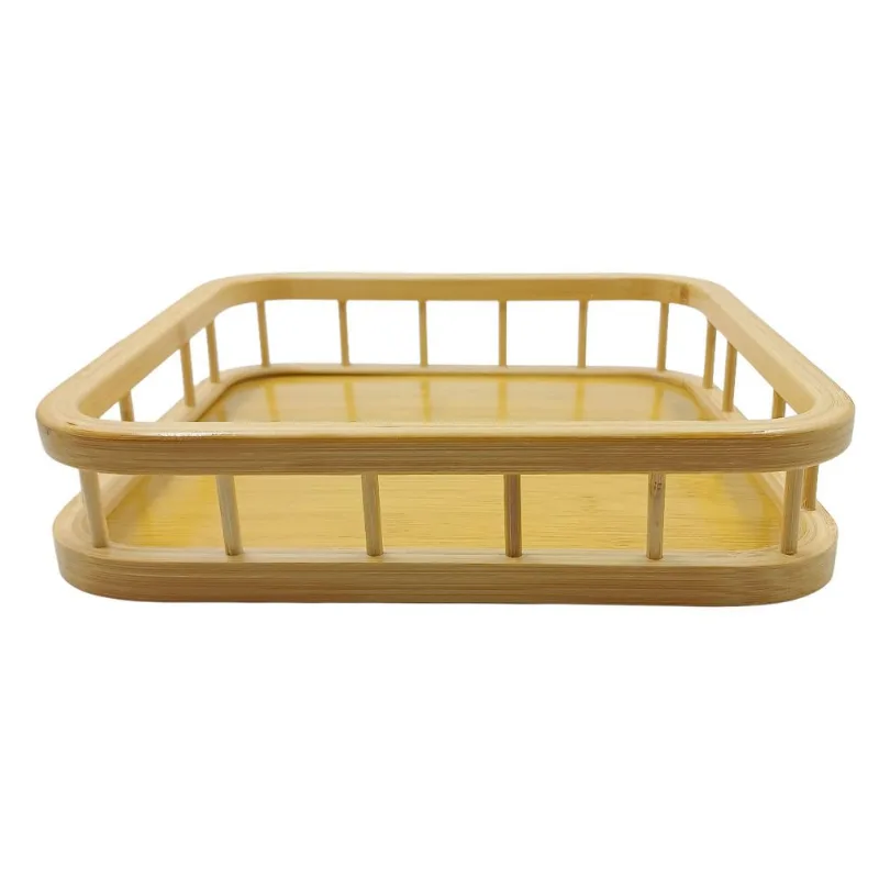 Bandeja Quadrada 30x30x7,3cm em Bambu e MDF Kehome