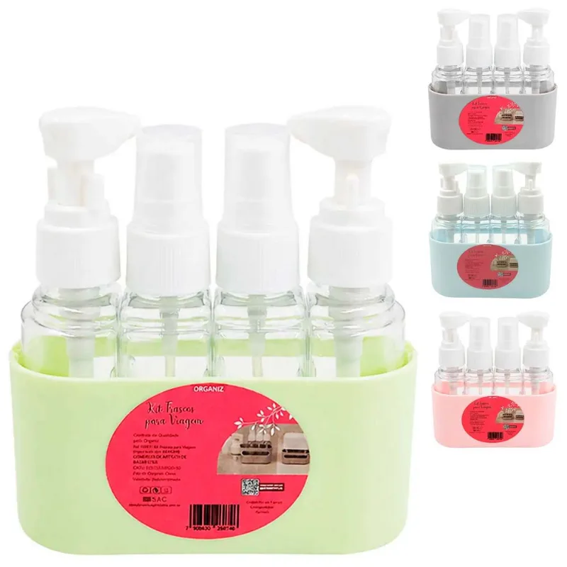 Kit Viagem 4 Peças em Plástico Kehome-Cores Sortidas