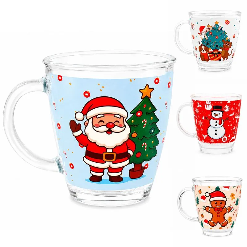 Caneca Natalina 380ml em Vidro Kehome