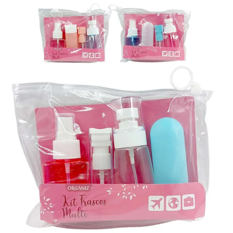 Kit P/ Viagem 4 Frascos em Plástico Kehome