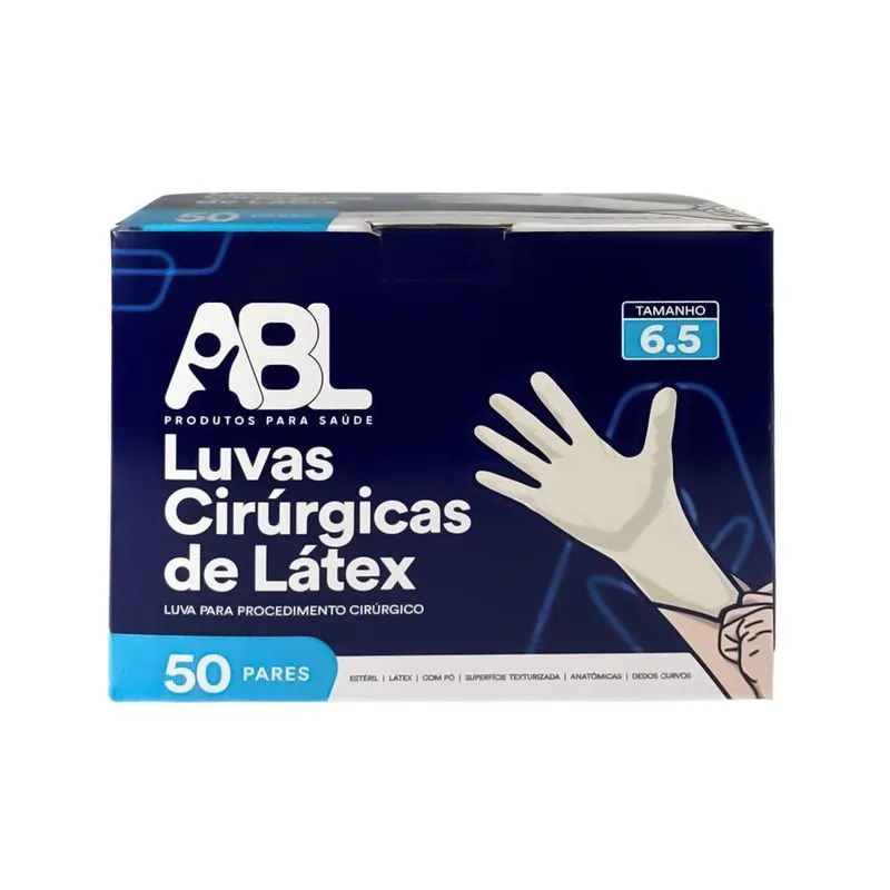 Kit Luva Cirúrgica Estéril Com Pó Abl Premium 50 Pares T:6,5