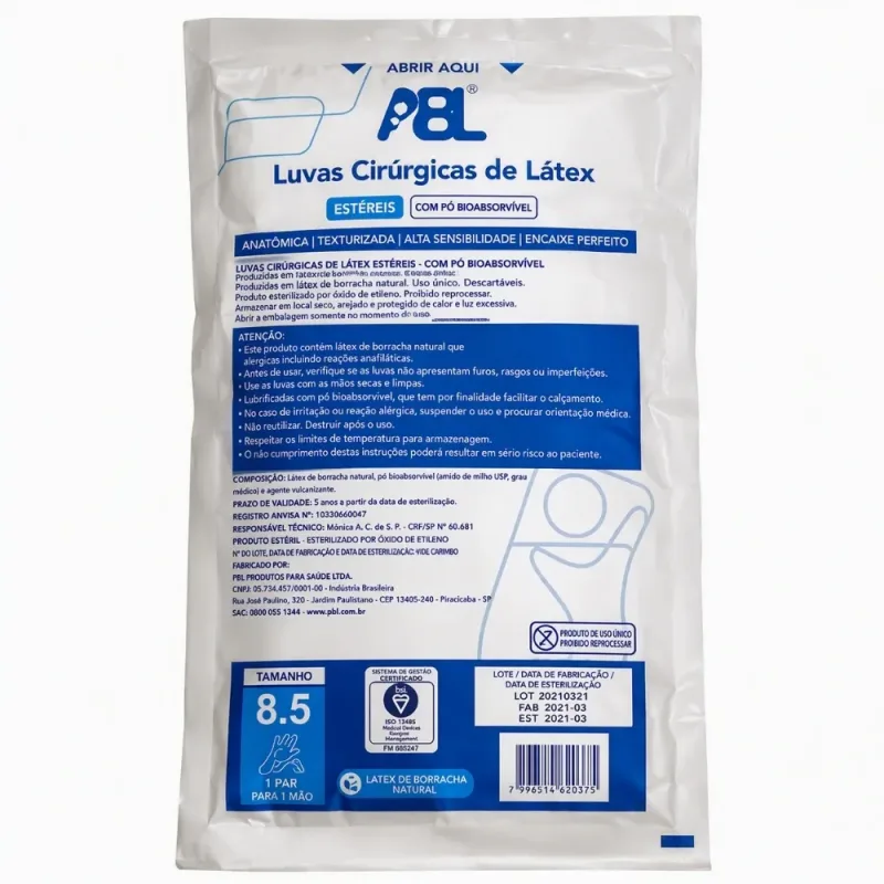Luva Cirúrgica Estéril 8.5 com PÓ (PAR) - ABL Excel