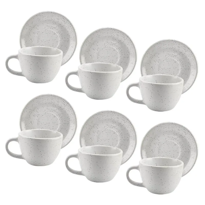 Conjunto De Xícaras Com Pires Para Café 12 Peças Branco 85ml