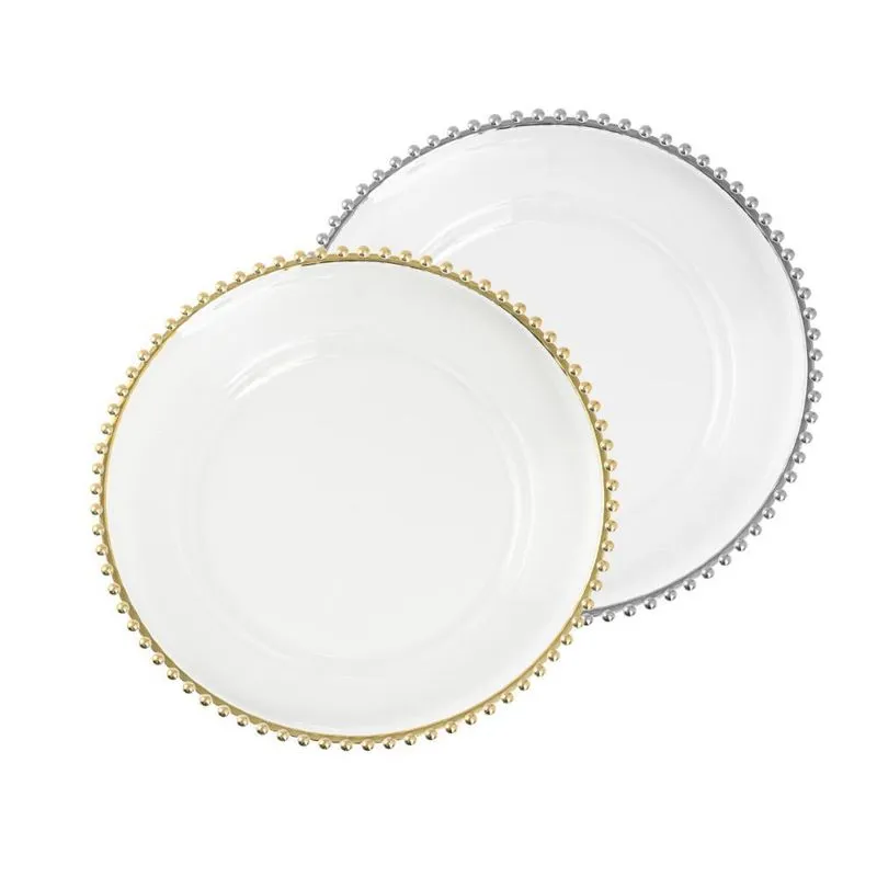 Sousplat Transparente Ball Sort Dourado/prata 33x33x2cm