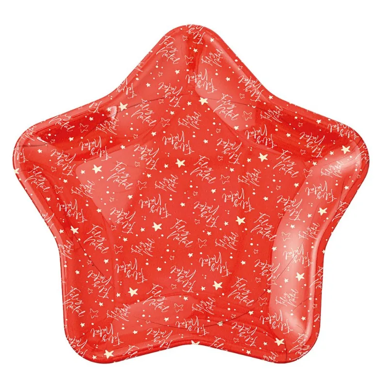 Bandeja Estrela Natalina 27x24cm em Plástico Wincy-Vermelho