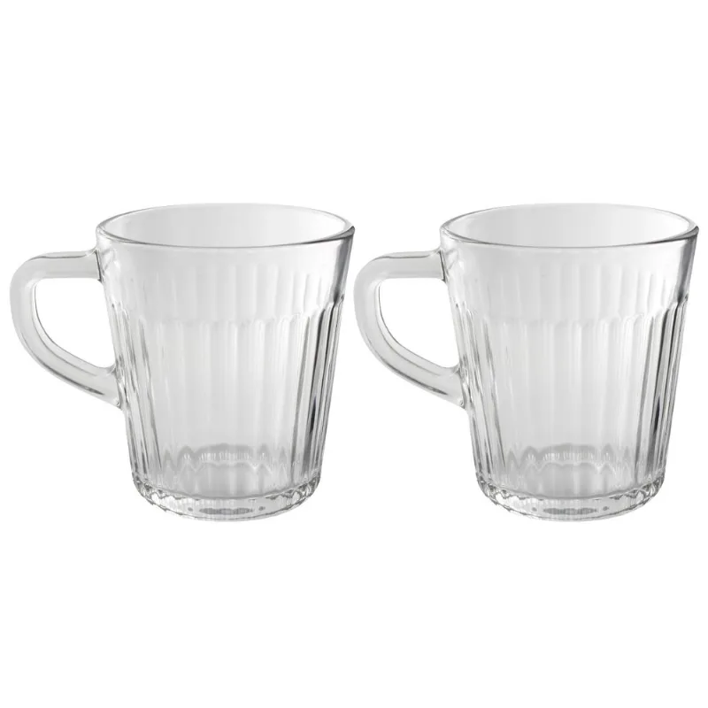 Jogo de Caneca Frisado 2 Peças 280ml em Vidro Wincy