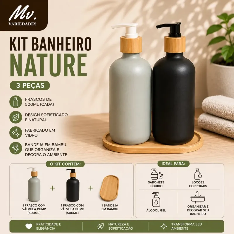 KIT BANHEIRO NATURE 3 PEÇAS