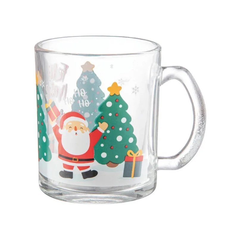 Caneca Natalina Papai Noel Tree Vidro 1 Peça 320ml