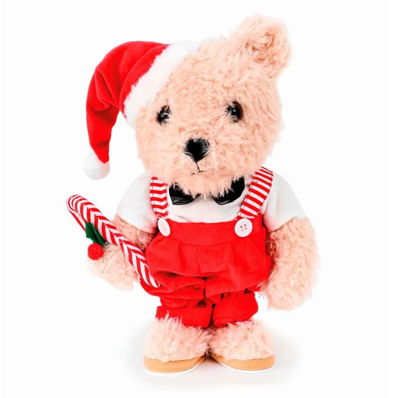 Urso Natalino Músical 32x22cm em Poliéster Fartex