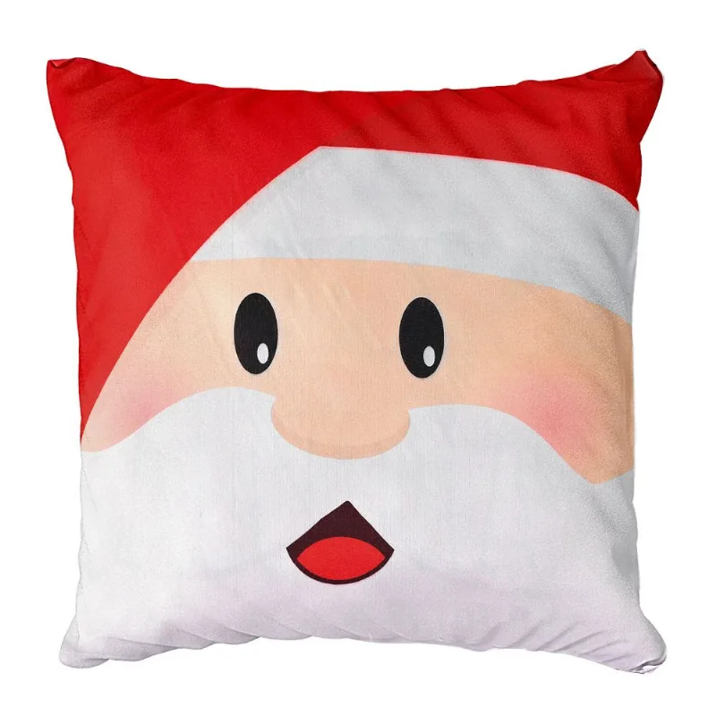 Capa P/ Almofada Natalina 43x43cm em Poliéster Fartex-Papai Noel