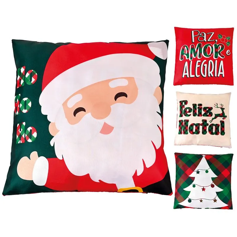 Capa P/ Almofada Natalina 43x43cm em Poliéster Fartex - Sortidos