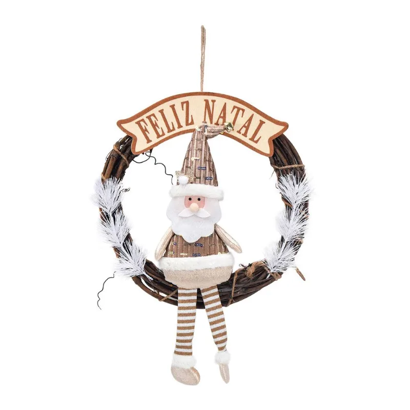 Guirlanda C/ Boneco Natalino 40x30cm em Poliéster Wincy-Modelo 1 Papai Noel