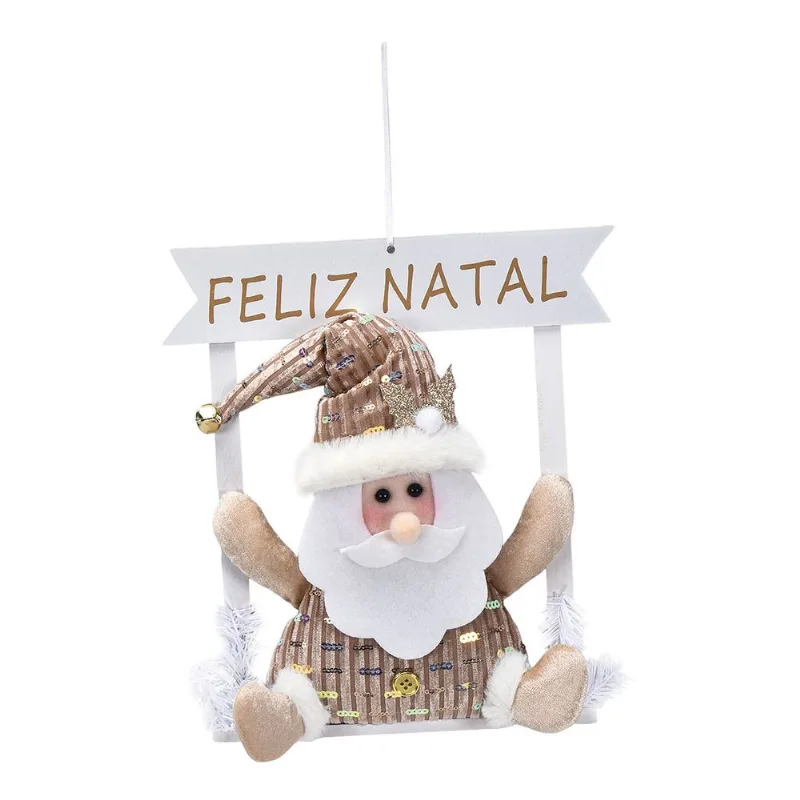 Placa C/ Boneco Natalino 29x26cm em Poliéster Wincy-Modelo 1 Papai Noel
