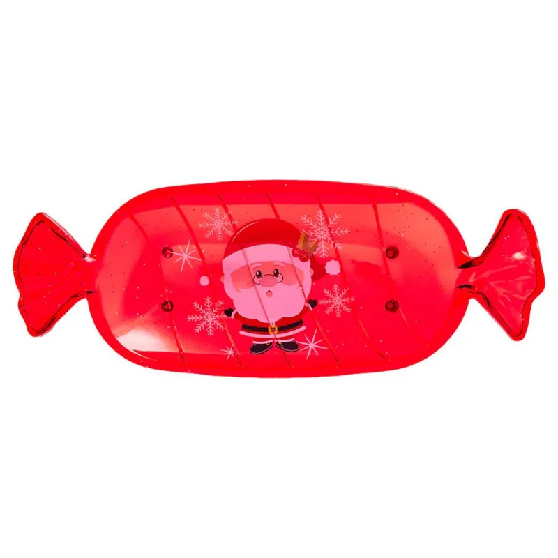 Bandeja Natalina Decorativa 35cm em Plástico Fartex-Vermelho