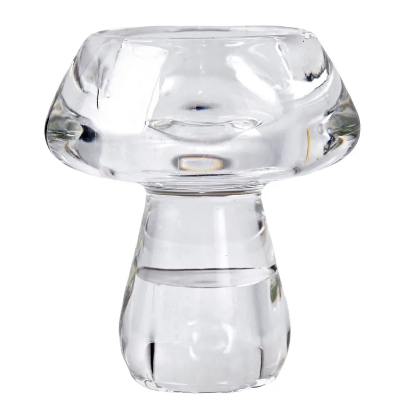 Castiçal Cogumelo Decorativo 6,7x7,2cm em Vidro Fartex