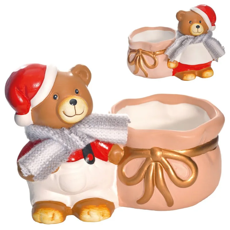 Enfeite Urso Natalino 8x11cm em Dolomita Fartex