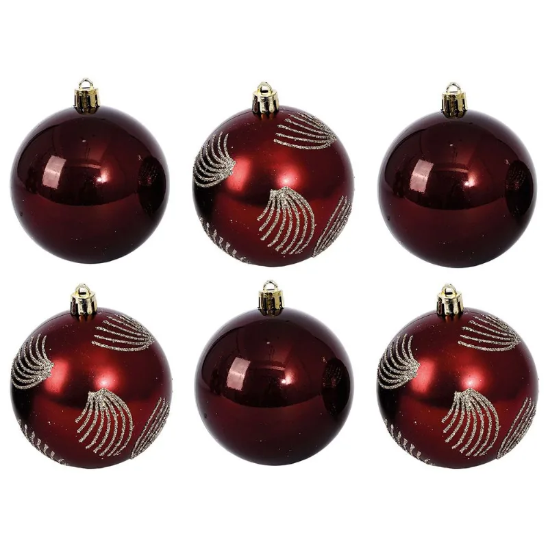 Jogo de Bolas de Natal 8cm 6 Peças em Plástico Fartex