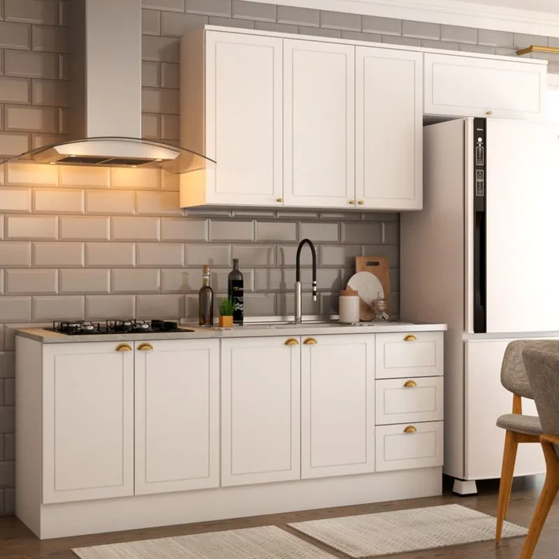 Cozinha Compacta Veneza 8 Portas 3 Gavetas 100% Mdf Americana Branco - Panorama