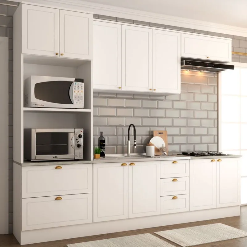 Cozinha Completa Atlanta 10 Portas 5 Gavetas 100% Mdf Americana Branco -