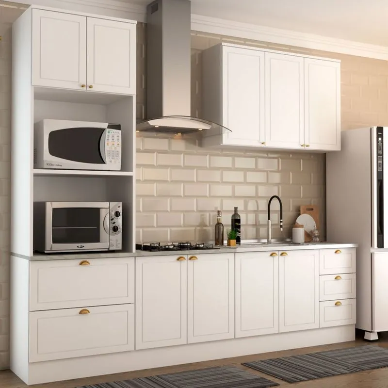 Cozinha Completa Miami 9 Portas 5 Gavetas 100% Mdf Americana Branco - Panorama