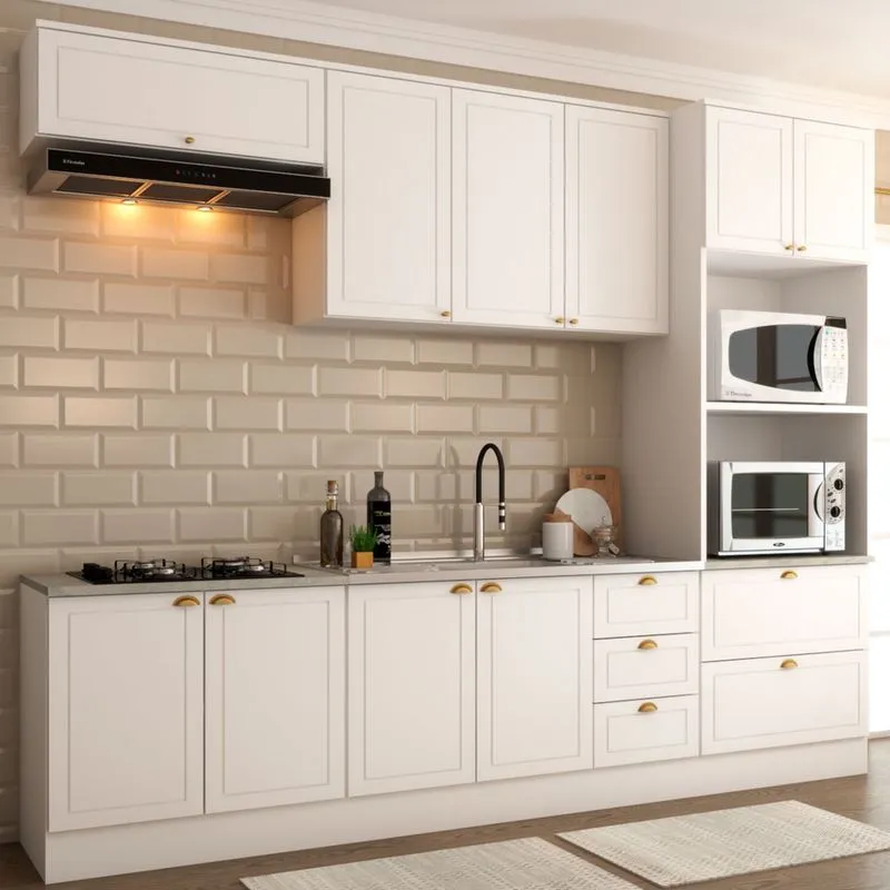 Cozinha Completa Orlando 10 Portas 5 Gavetas 100% Mdf Americana Branco -