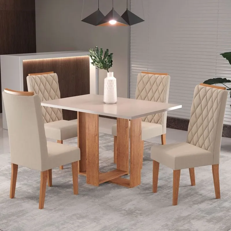 Mesa De Jantar 4 Lugares Nova York Mel/blonde/nude - Panorama Móveis