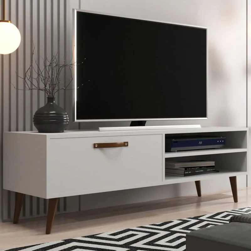 Rack para TV Até 43 Polegadas Singapura 1 Porta 1 Prateleira Branco