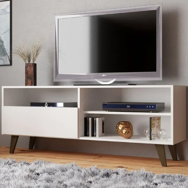 Rack para TV Até 55 Polegadas Sakai 1 Porta 1 Prateleira Branco/Off White