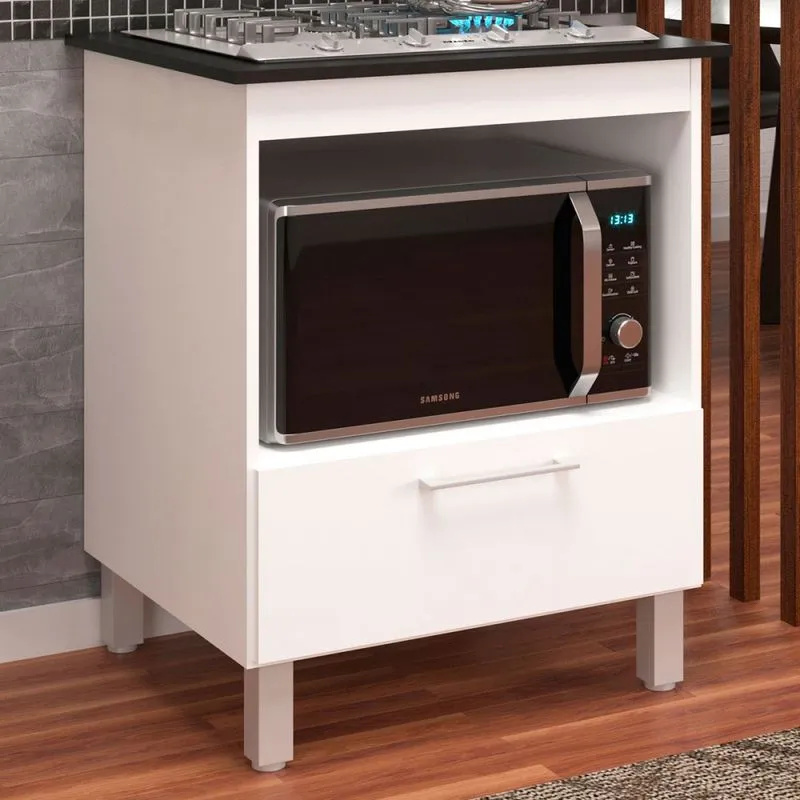 Armário de Cozinha Barcelona para Cooktop 4 Bocas 1 Porta Branco