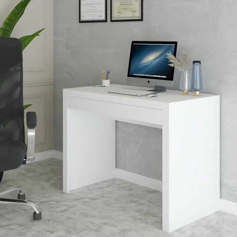 Mesa Escrivaninha 1 Gaveta Home Office Branco - Panorama Móveis