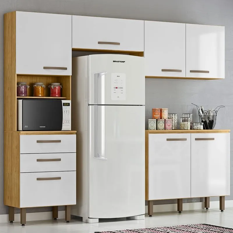 Cozinha Compacta Lavi 6 Portas 3 Gavetas Marrocos/branco - Panorama Móveis