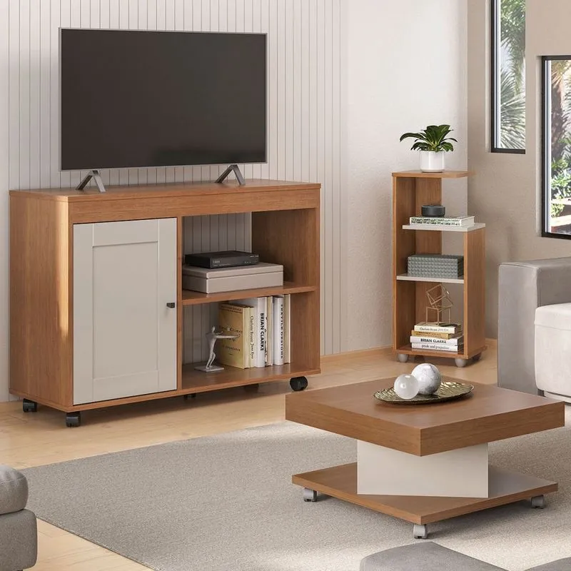 Sala de Estar Completa Rio para TV Até 42 Polegadas Cinamomo/Off White -