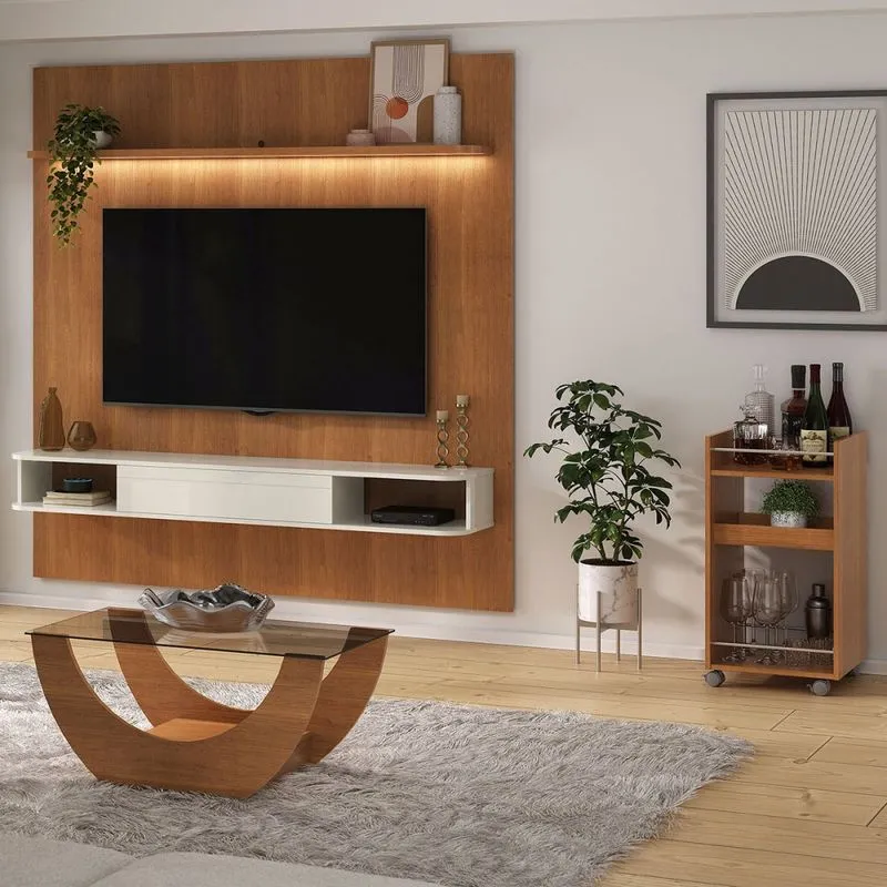 Sala de Estar Completa para TV Até 75 Polegadas Grecia Cinamomo/Off White - Pnr