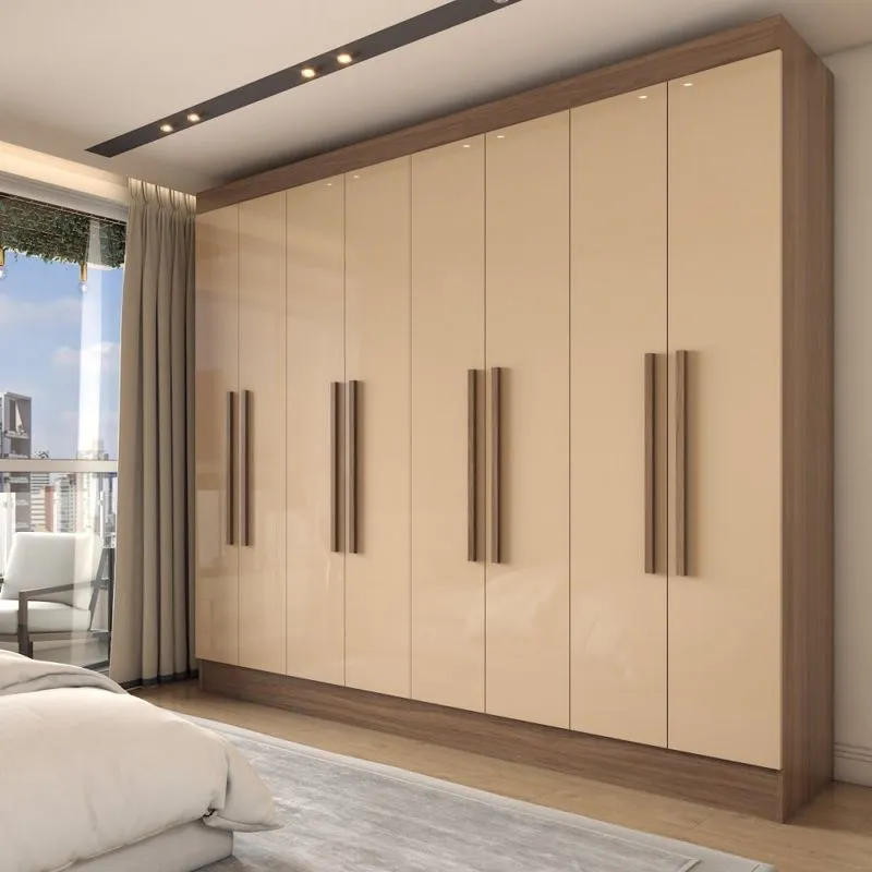 Guarda-Roupa Casal Diplomata 8 Portas 4 Gavetas 100% Mdf Castanho/Nude -