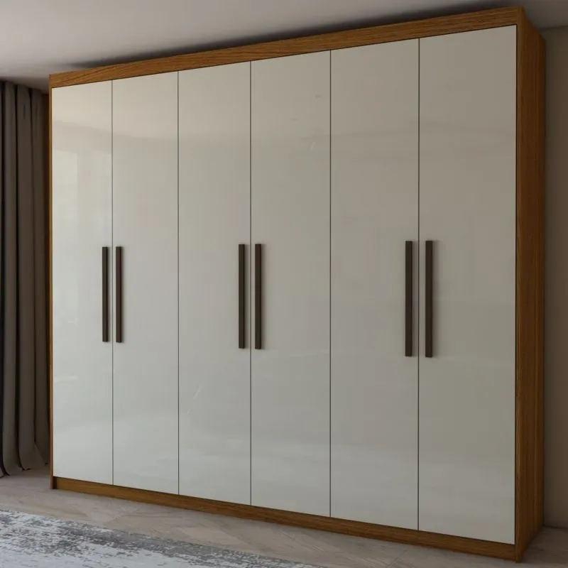 Guarda-Roupa Casal Coliseu 6 Portas 4 Gavetas Cinamomo/Off White - Panorama