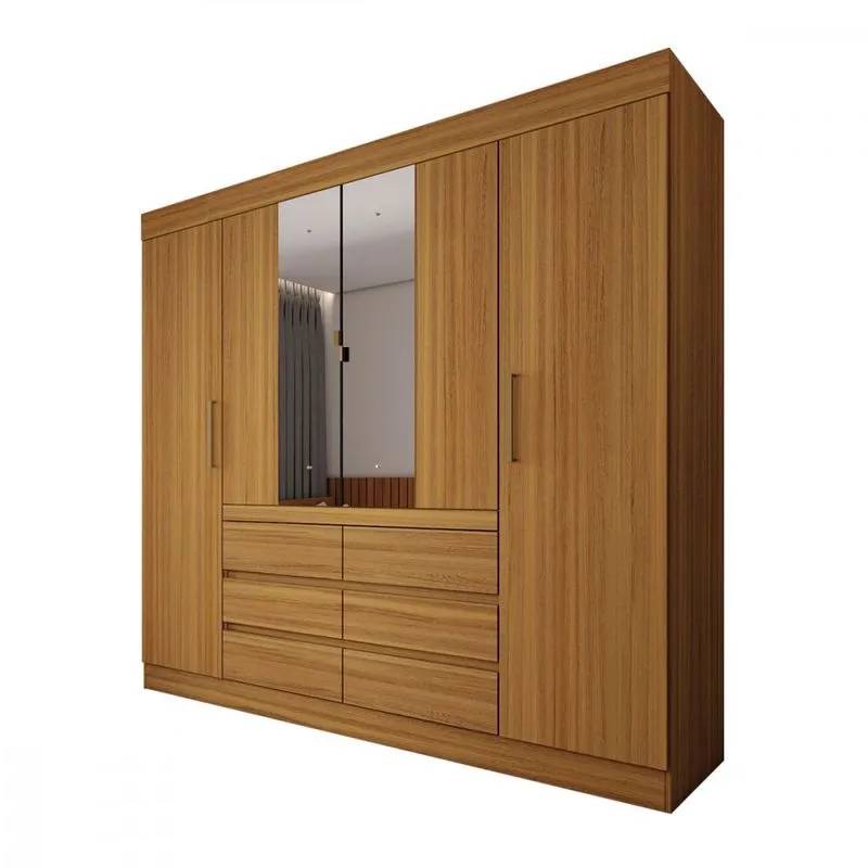 Guarda-Roupa Casal 4 Portas 6 Gavetas com Espelho Demóbile