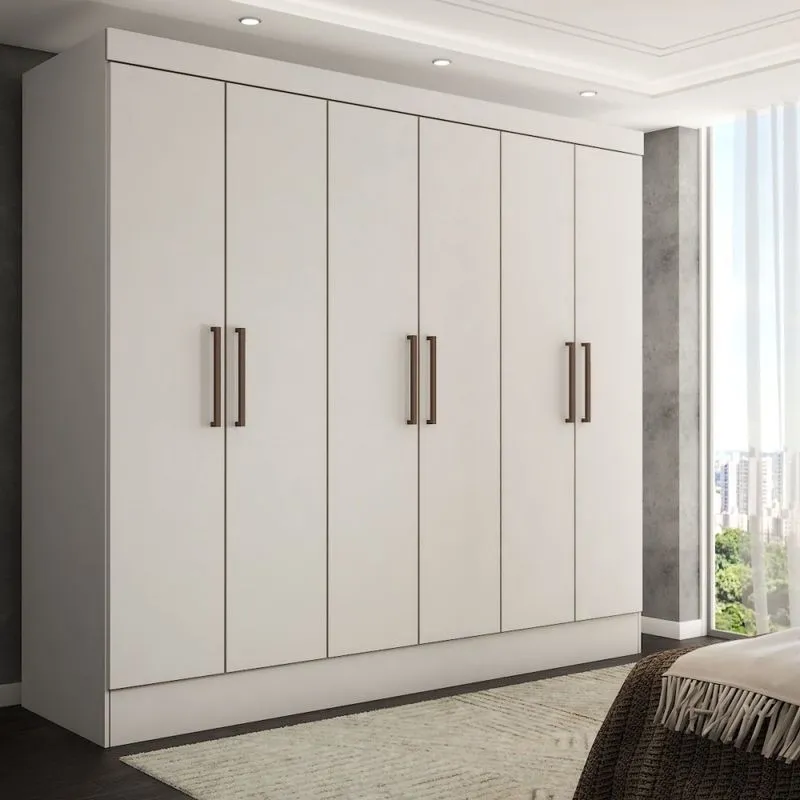 Guarda-Roupa Casal Nórdico 6 Portas 3 Gavetas Branco - Panorama Móveis