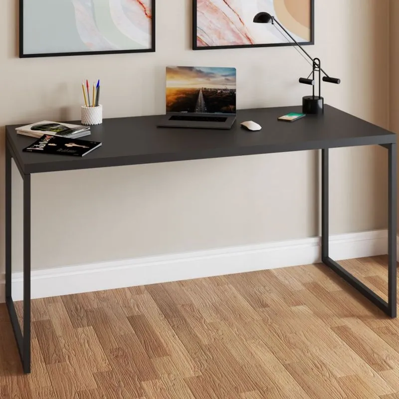 Mesa Escrivaninha Estilo Industrial Aço 150 ônix/Preto - Panorama Móveis