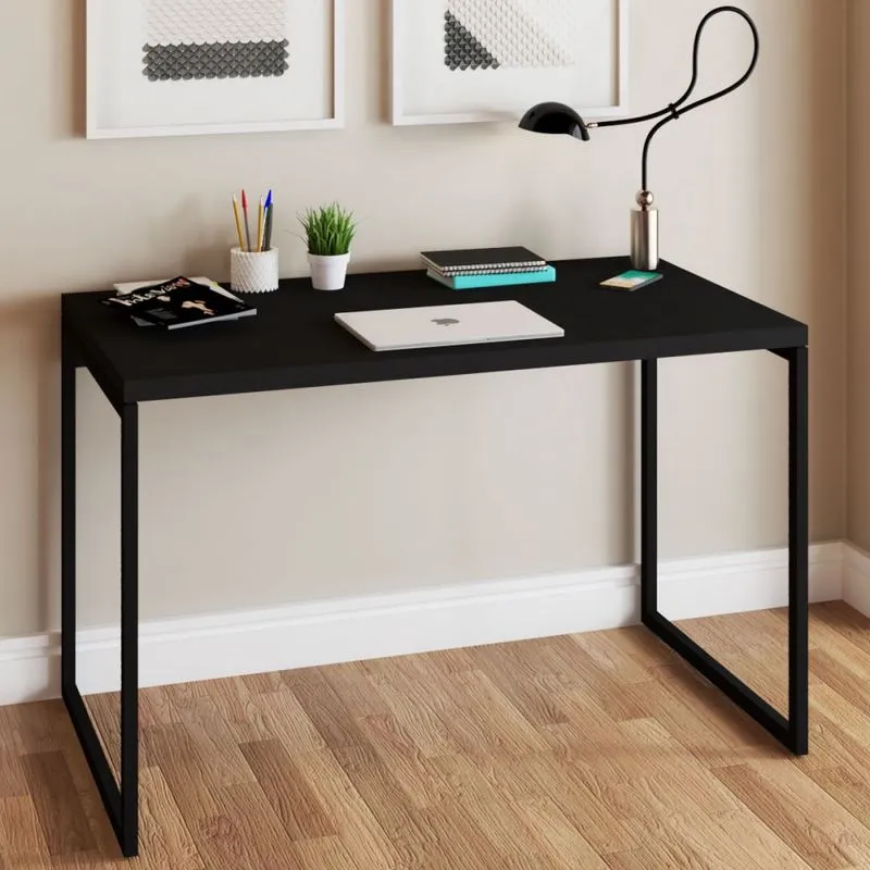 Mesa Escrivaninha Estilo Industrial Aço 120 ônix/Preto - Panorama Móveis