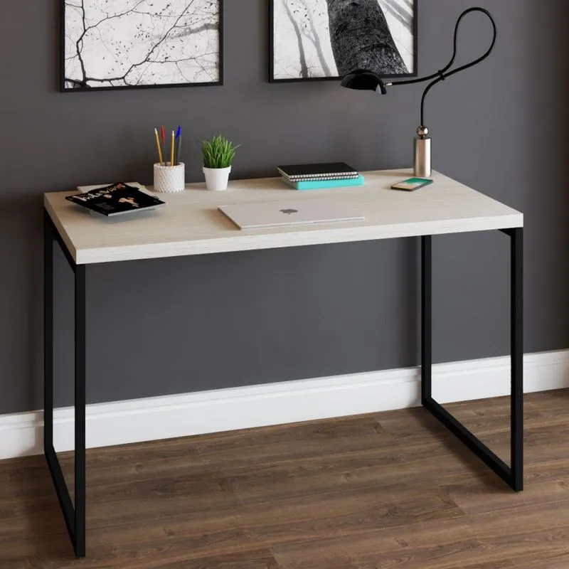 Mesa Escrivaninha Estilo Industrial Aço 120 Snow/Preto - Panorama Móveis