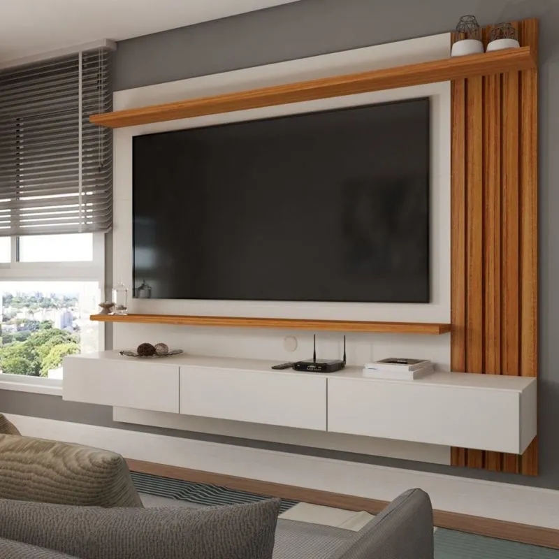 Painel para TV Até 70 Polegadas Christiania Ripado Cinamomo/Off White -