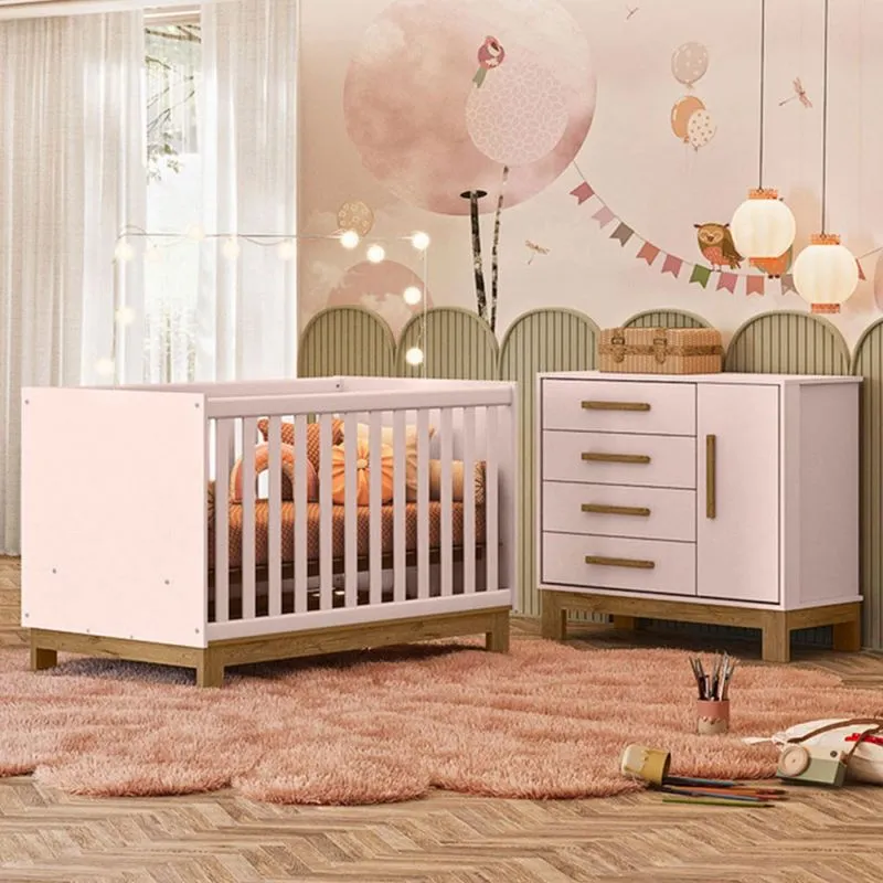Quarto Infantil Completo Lion 1 Porta 4 Gavetas Rosa - Pnr Móveis