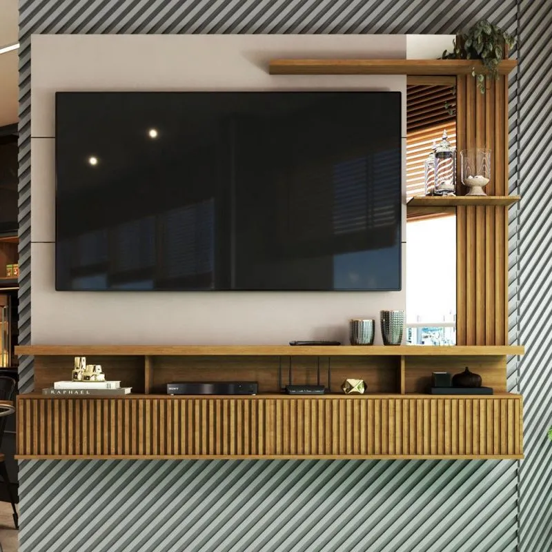Painel para TV Até 60 Polegadas Sergipe 2 Portas com Espelho e Ripado