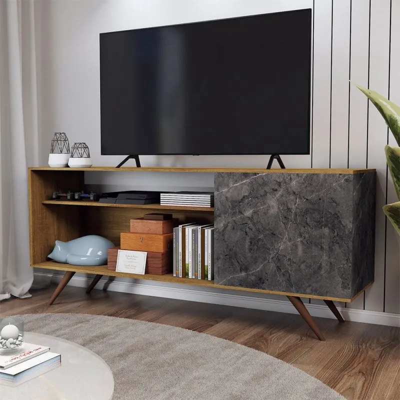 Rack para TV Até 42 Polegadas Seleto 1 Porta Amêndoa/Mármore Lunar - Panorama