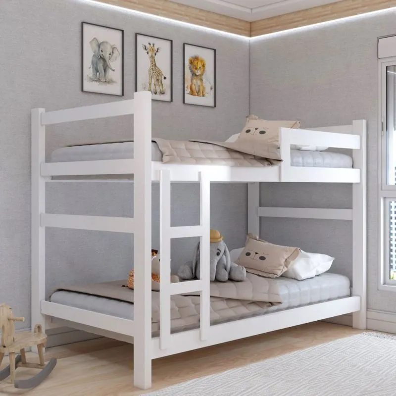 Beliche Aconchego 100% Mdf com Escada e Grade de Proteção Branco - Panorama
