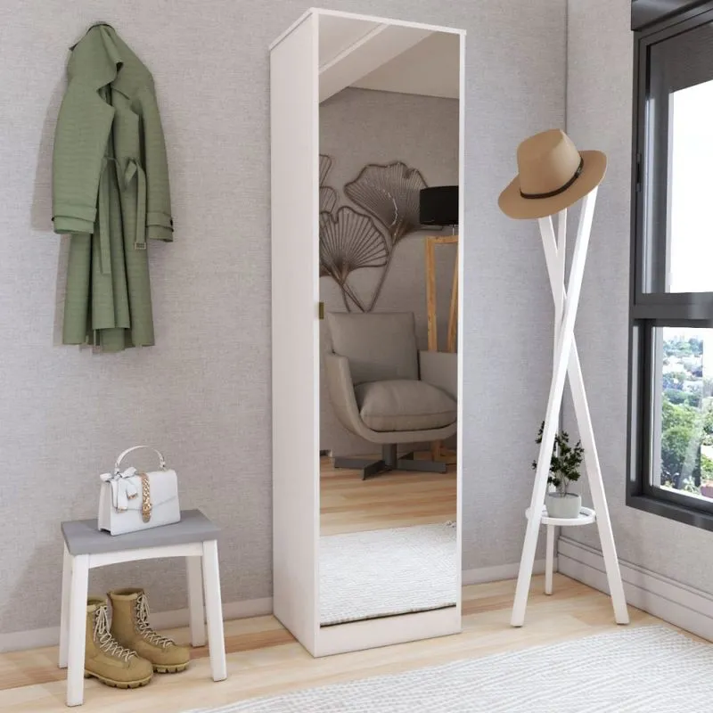 Sapateira Multiuso Reflexo 1 Porta Espelhada Branco - Panorama Móveis